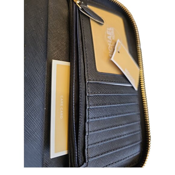 New Michael Kors Large Flat Multifunction Phone Case Wristlet Blk Glitter Wallet - Picture 5 of 16